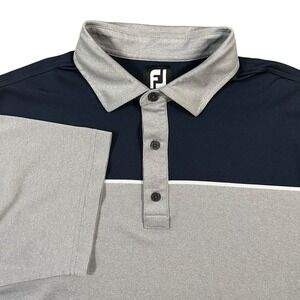 Footjoy FJ Mens Large Golf Performance Polo Shirt‎ Gray Blue